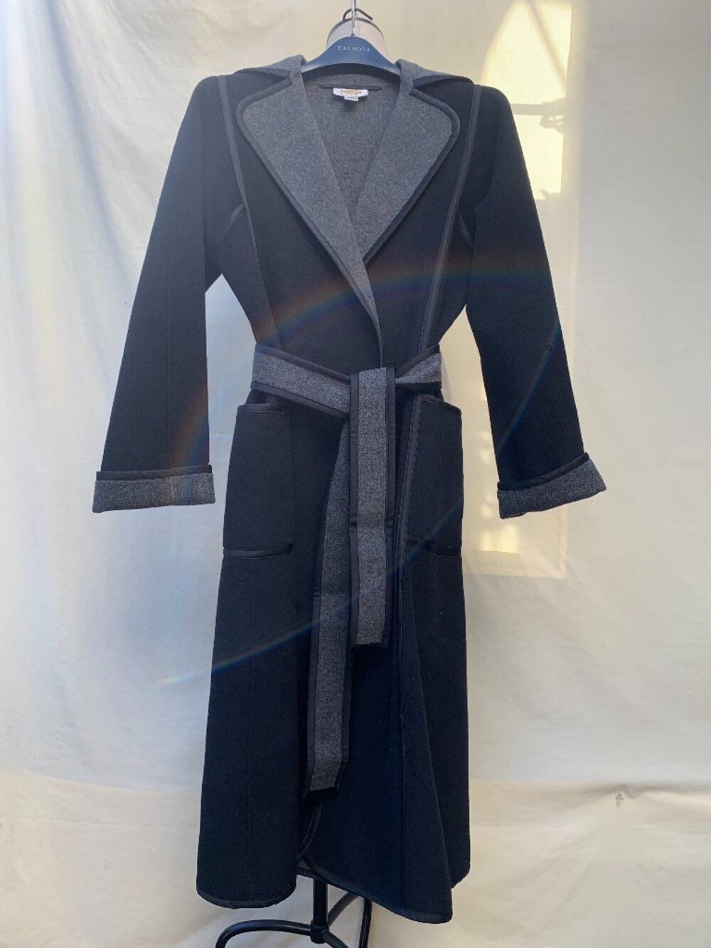 Talbots Petites 8P 100% Double Face Wool Black Gray Coat